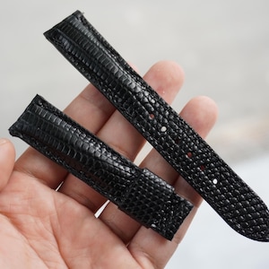 Black Handmade Genuine Lizard Leather Men Luxury Quick Release Watch Strap/ Premium Replacement Watch Band Size 16mm 17mm 18mm