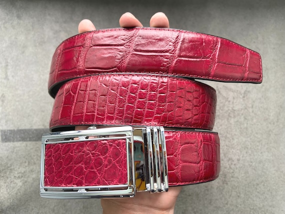 Burgundy Genuine Alligator Leather Skin Men s Belt W 1.5 Inch Christmas Presents Birthday Gifts Etsy Canada