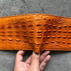 Oranger Alligator Echtleder Skin Herren Geldbörse, Premium Exotisches Leder Portemonnaie