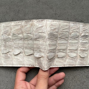 Witte alligator lederen portemonnee portemonnee, gepersonaliseerde portemonnee, handgemaakte leren portemonnee
