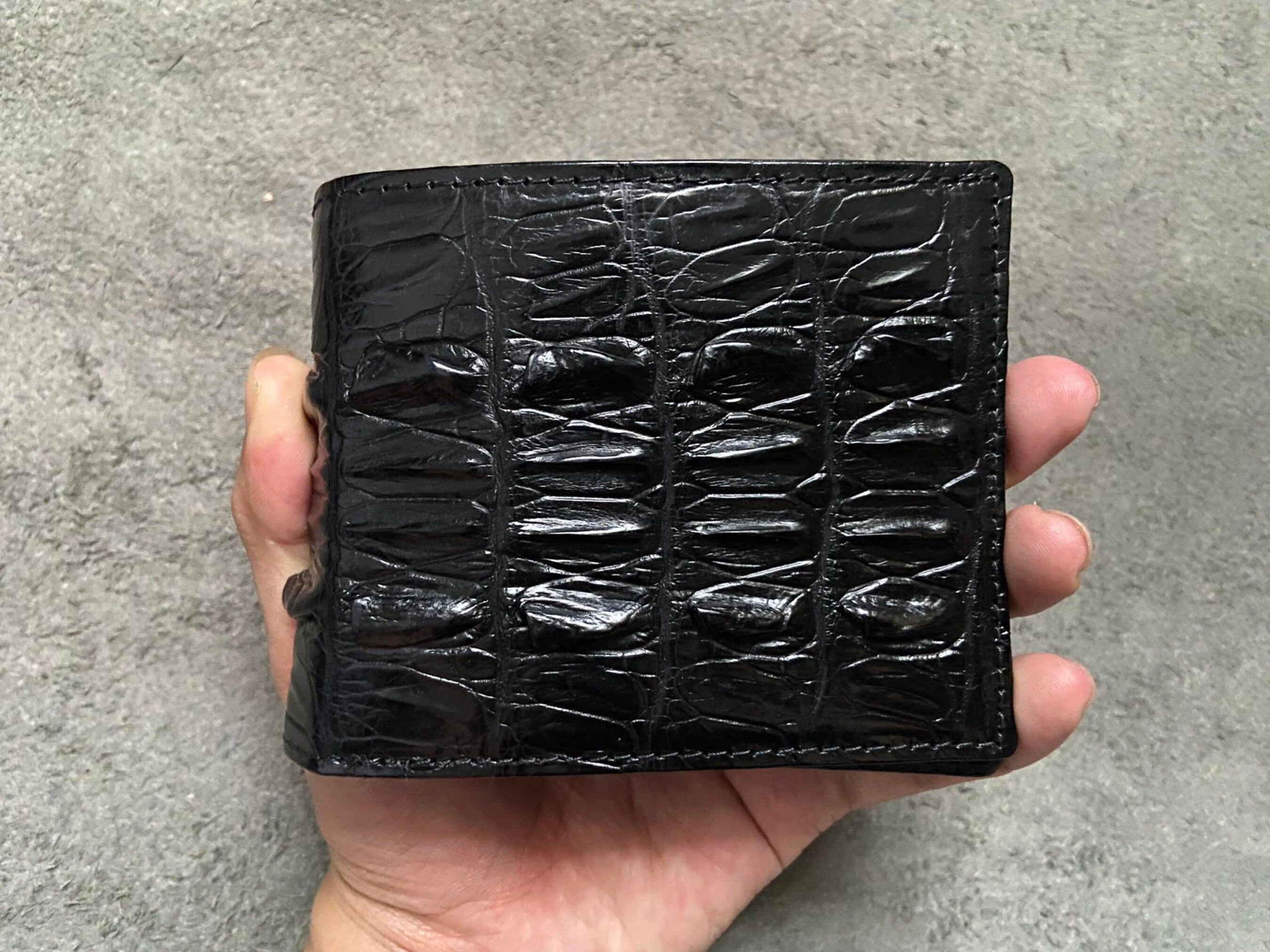 Black Alligator Back Tail Genuine Leather Men