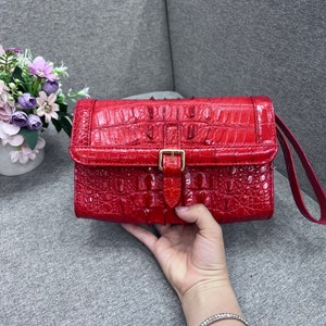 Rot Alligator Echtleder Haut Frauen Geldbörse-Luxus Leder Handtasche