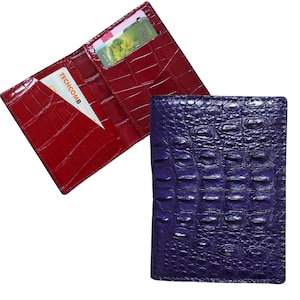 Porta carte di credito bifold in pelle di alligatore minimalista blu bordeaux, mini sottile a due lati, portafoglio porta carte, portafoglio da uomo, portafoglio per carta d'identità