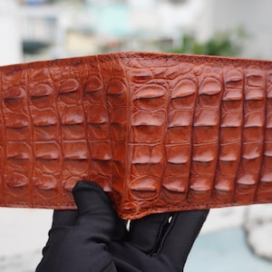 Cognac alligator lederen portemonnee heren lederen skin, handgemaakte leren portemonnee voor heren, gepersonaliseerde leren portemonnee