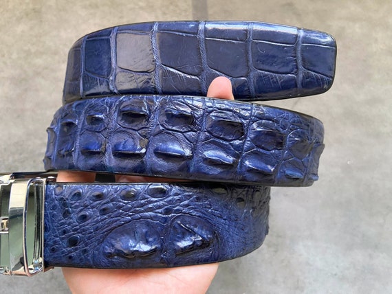 Navy Blue Alligator Genuine Horn Leather Skin Belt W 1.5  display picture 1