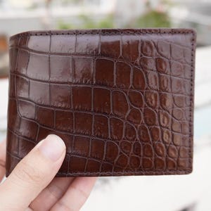 Double Sides Brown Alligator lederen portemonnee heren portemonnee, handgemaakte leren portemonnee voor mannen, kerstcadeau