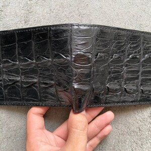 Zwarte Alligator Back Tail lederen bifold portemonnee voor heren
