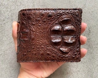 Brown Double Sides Alligator Leather Wallet , Gift For Him, Valentines Present , Father's Day Gift