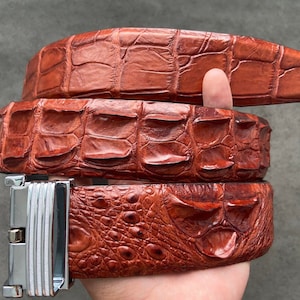 Cognac Genuine Alligator Leather Skin Men&#39;s Belt W 1.5 Inch, Gift for him, Personalized belt, Premium Exotic Belt