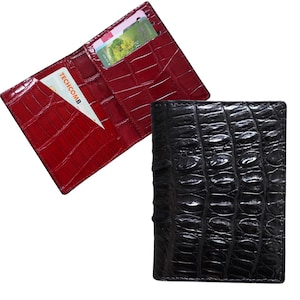 Mini-porte-cartes à deux volets en cuir bordeaux minimaliste double face avec corne d'alligator, portefeuille porte-cartes, portefeuille pour homme, portefeuille pour cartes d'identité