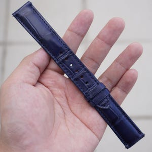 Bracelet de montre de luxe en cuir d'alligator véritable bleu marine fait main pour hommes/bracelet de montre en cuir/taille 18 mm 19 mm 20 mm 21 mm 22 mm