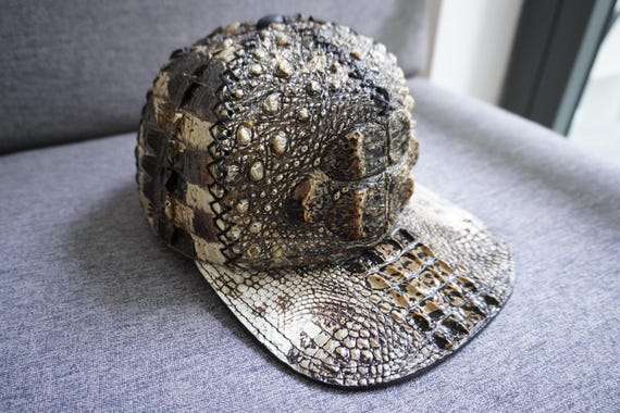 Natural Original Alligator Leather Skin Men Baseball Hat/ Handmade Leather Hat/ Premium Exotic Leather Hat For Men/ Xmas Gift