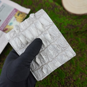 Witte alligator lederen portemonnee portemonnee, gepersonaliseerde portemonnee, handgemaakte leren portemonnee
