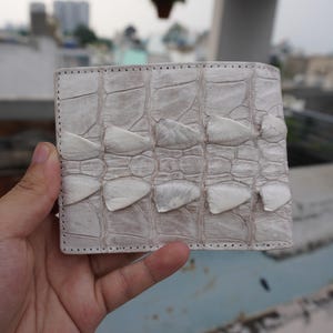 Witte echte alligator achterkant lederen skin portemonnee heren met ID-klep / gepersonaliseerde portemonnee / premium exotische portemonnee voor mannen