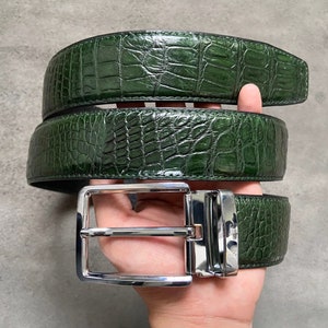 Green Genuine Alligator Belly Leather Skin Men&#39;s Belt W 1.5 Inch , Birthday gifts , Gifts for him