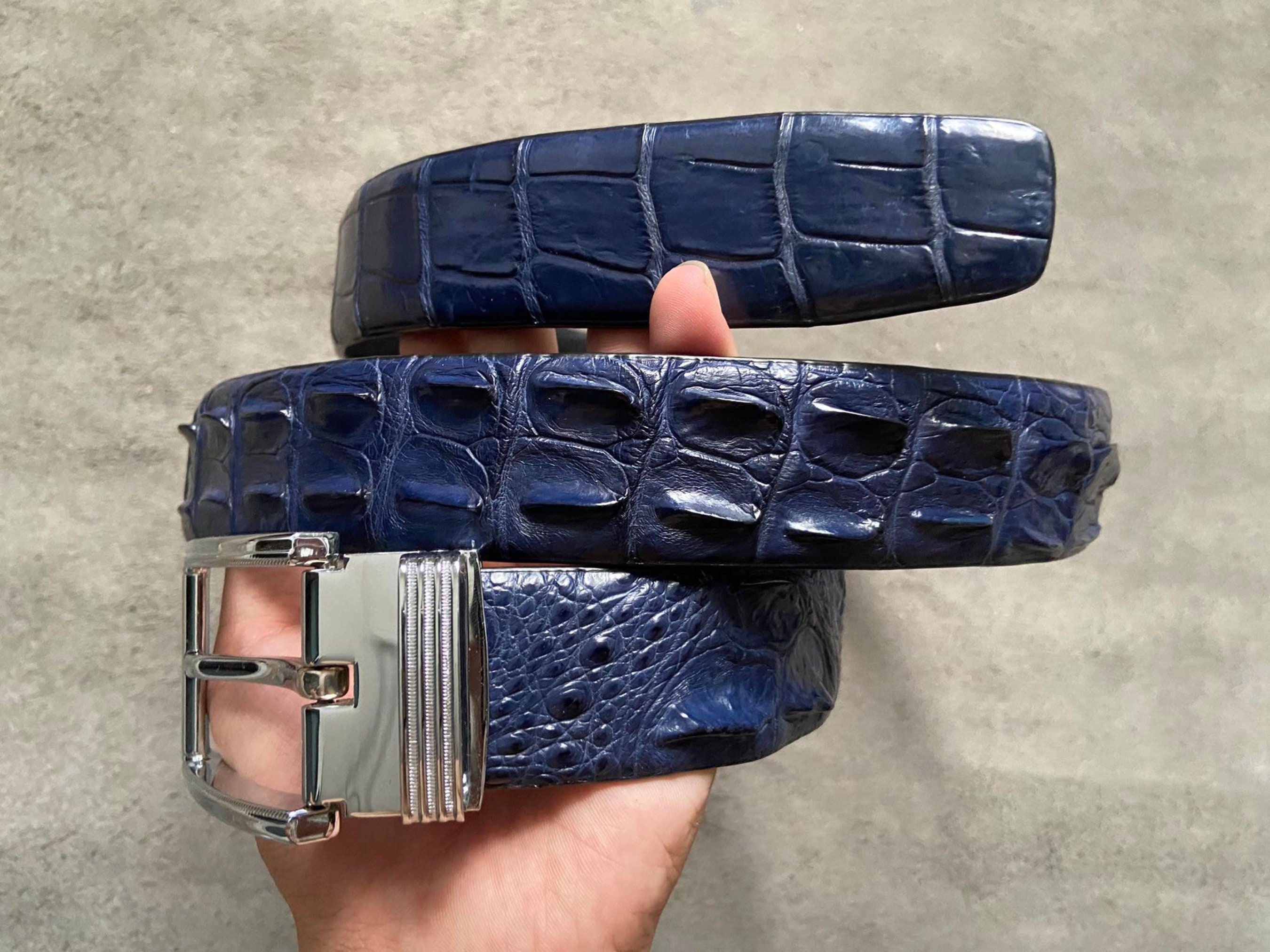Belvedere Alligator Belt - Navy Luxury Leather
