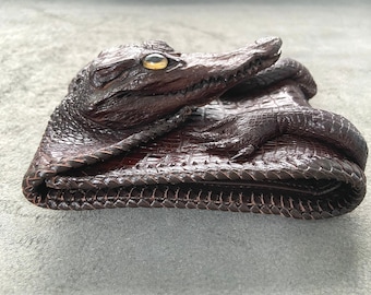 Brown Leather Wallet/Alligator Wallet/Personalize Wallet For Men/Gift For Him/Custom Wallet/Gift For Dad