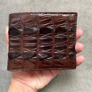 Brown Double Sides Alligator Back Tail Leder Herren Brieftasche, Geschenk für ihn, Valentinstag Geschenk, Vatertagsgeschenk