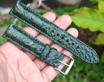 Handmade Green Genuine Alligator Leather Men Luxury Quick Release Watch Strap/ Replacement Watch Band Size 18mm 19mm 20mm 21mm 22mm