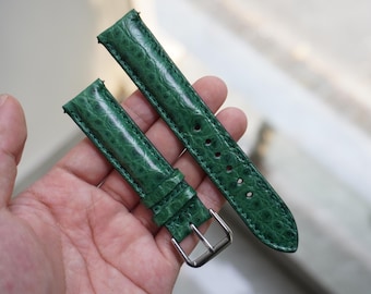 Handmade Green Genuine Alligator Leather Men Luxury Quick Release Watch Strap/ Replacement Watch Band Size 18mm 19mm 20mm 21mm 22mm