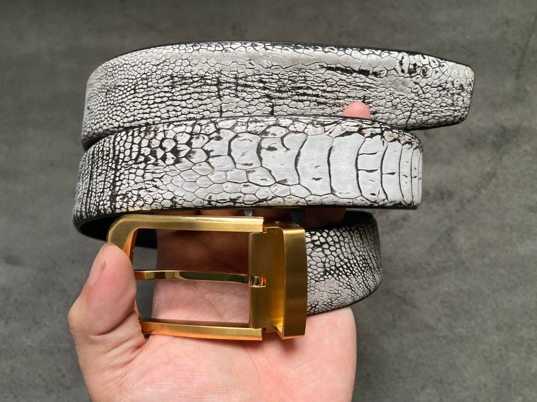 King Exotic Gray Belt Genuine Ostrich Skin main image 1