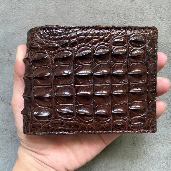 Double Sides Brown Alligator Leather Wallet/ Personalized Wallet For Men/ Anniversary Gift For Him/Mens Wallet/ Custom Wallet/Gift For Dad
