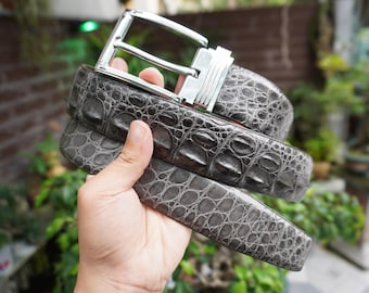 Grauer echter Alligator Horn Leder Haut Herren Gürtel W 1,5 Zoll, Geburtstagsgeschenke, Geschenke für ihn, Golf Gürtel