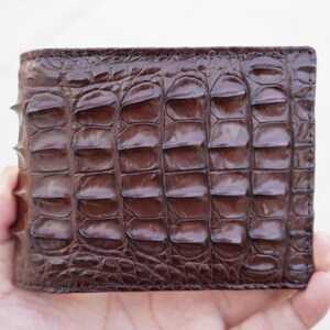 Doppelseitige braune Alligator Lederbrieftasche / personalisierte Brieftasche für Männer / Jahrestagsgeschenk für ihn / Herrenbrieftasche / benutzerdefinierte Brieftasche / Geschenk für Papa