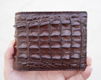Doppelseitige braune Alligator Lederbrieftasche / personalisierte Brieftasche für Männer / Jahrestagsgeschenk für ihn / Herrenbrieftasche / benutzerdefinierte Brieftasche / Geschenk für Papa