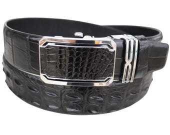 Vintage Black Alligator Grain Steerhide Leather Belt USA 