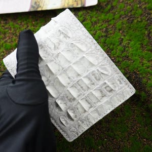 Witte echte alligatorhoorn lederen skin portemonnee voor heren/portemonnee op maat/handgemaakte leren portemonnee/kerstcadeau
