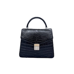 Black Alligator Geniune Leather Women Purse - Designer Bag - Handmade Bag- Alligator Leather Bag - Gift For Her- Gift For Mom