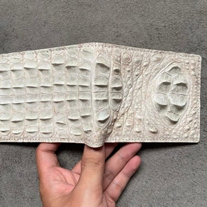 White Genuine Alligator Horn Leather Skin Men's Bifold Wallet/Customized Wallet/Handmade Leather Wallet
