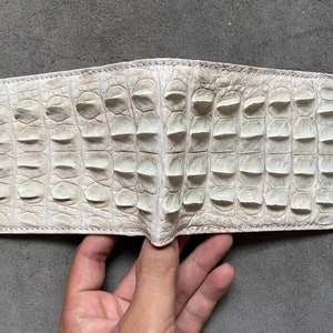 Witte echte alligator hoorn lederen huid heren bifold portemonnee/aangepaste portemonnee/handgemaakte lederen portemonnee