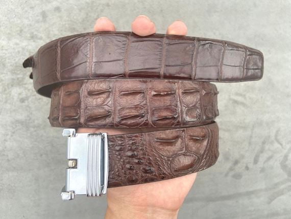Brown Genuine Alligator Leather Skin Men display picture 1