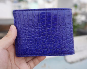 Light Blue Genuine Alligator Belly Leather Skin Men's Bifold Wallet/Personalized Wallet/Premium Exotic Wallet For Men
