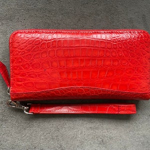 Red Genuine Alligator Leather Skin Women Purse, Handmade Purse For Women, Luxury Purse, Women Handbag