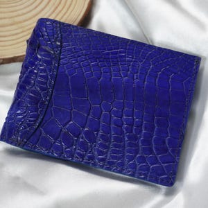 Blauwe alligator portemonnee geldclips herenhuid lederen skin / cadeau voor hem / premium exotische portemonnee