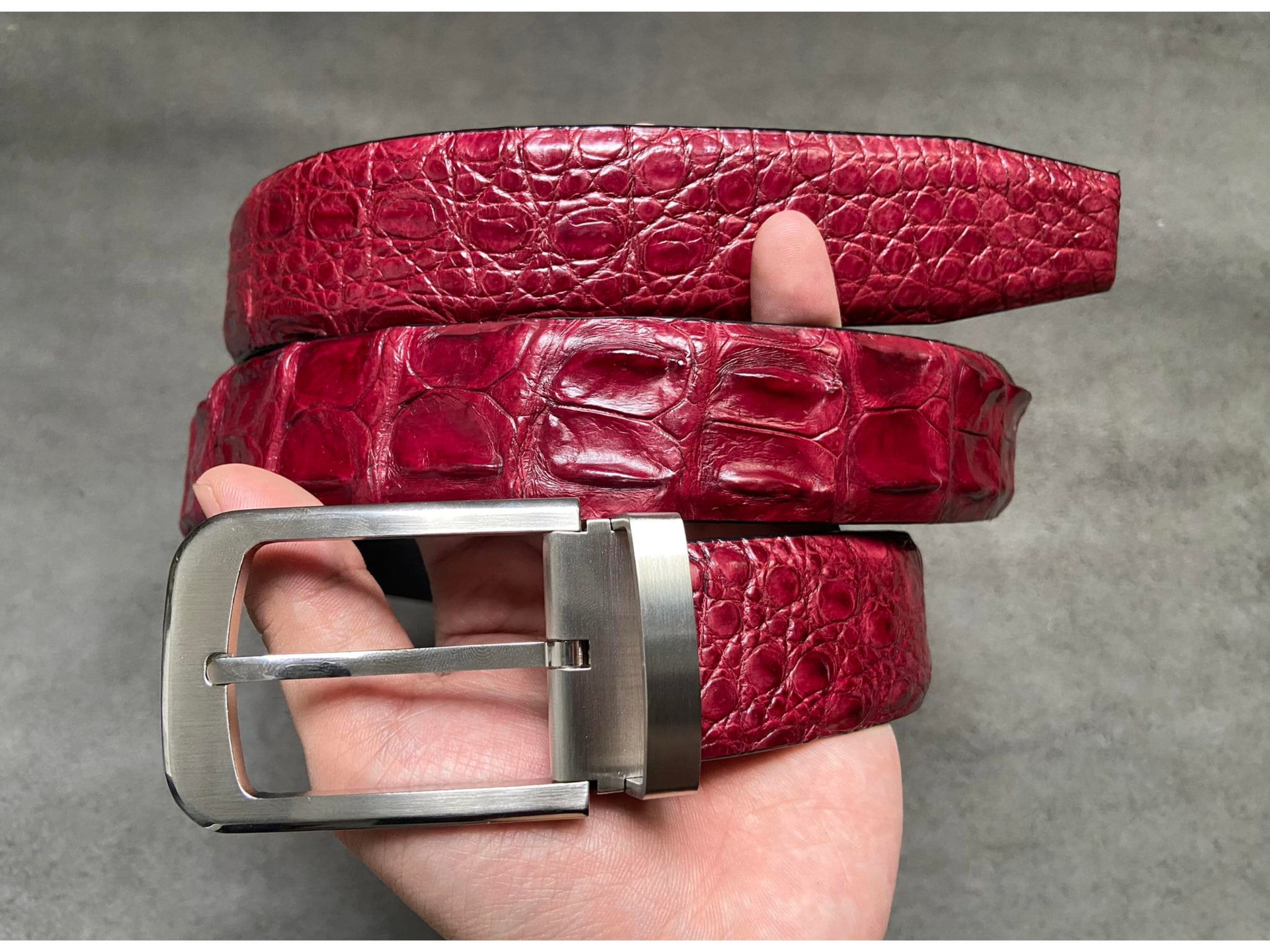 小物 mertra Alligator Skin Belt (Wine) S-M Mertra alligator skin belt wine / size s-m / Bought | Depop