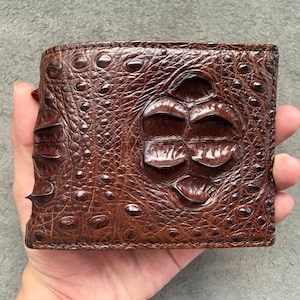 Portefeuille à deux volets en cuir véritable alligator marron pour homme, portefeuille en cuir exotique haut de gamme, cadeau pour lui