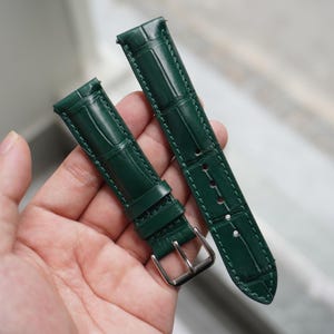 Handmade Green Genuine Alligator Belly Leather Men Luxury Quick Release Watch Strap/ Leather Watch Band/ Size 18mm 19mm 20mm 21mm 22mm image 1
