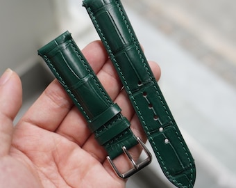 Handgefertigtes Echt Alligator Bauchleder Herren Luxus Schnellverschlussarmband / Größe 18 mm 19 mm 20 mm 21 mm 22 mm