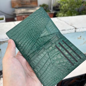 Mini-porte-cartes à deux volets en cuir d'alligator double face minimaliste de luxe vert pour homme, porte-cartes portefeuille, portefeuille pour homme, porte-monnaie pour carte d'identité
