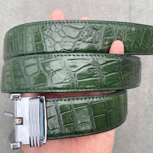 Green Genuine Alligator Leather Skin Men&#39;s Belt W 1.3 Inch/Personalized Leather Belt/Premium Exotic Belt For Mens