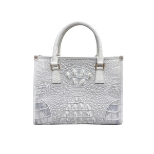 White Alligator Geniune Leather Women Purse - Designer Bag - Handmade Bag- Alligator Leather Bag - Gift For Her- Gift For Mom