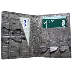 Luxus Minimalist Grau Mini Slim Alligator Belly Leder Bifold Kartenetui, Kartenhalter Brieftasche, Männer Brieftasche, ID-Karte Brieftasche
