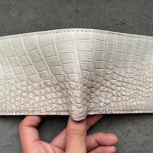 Witte alligator lederen portemonnee portemonnee voor heren, gepersonaliseerde portemonnee, handgemaakte leren portemonnee