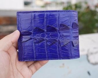 Light Blue Genuine Alligator Back Tail Leather Skin Men's Bifold Wallet/Personalized Wallet/Premium Exotic Wallet For Men