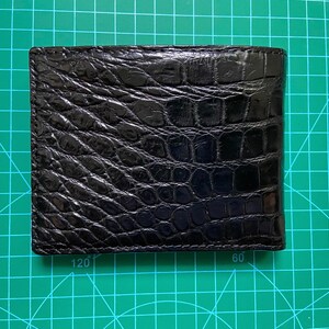 Zwarte alligator portemonnee heren lederen huid, handgemaakte leren portemonnee voor heren, kerstcadeau