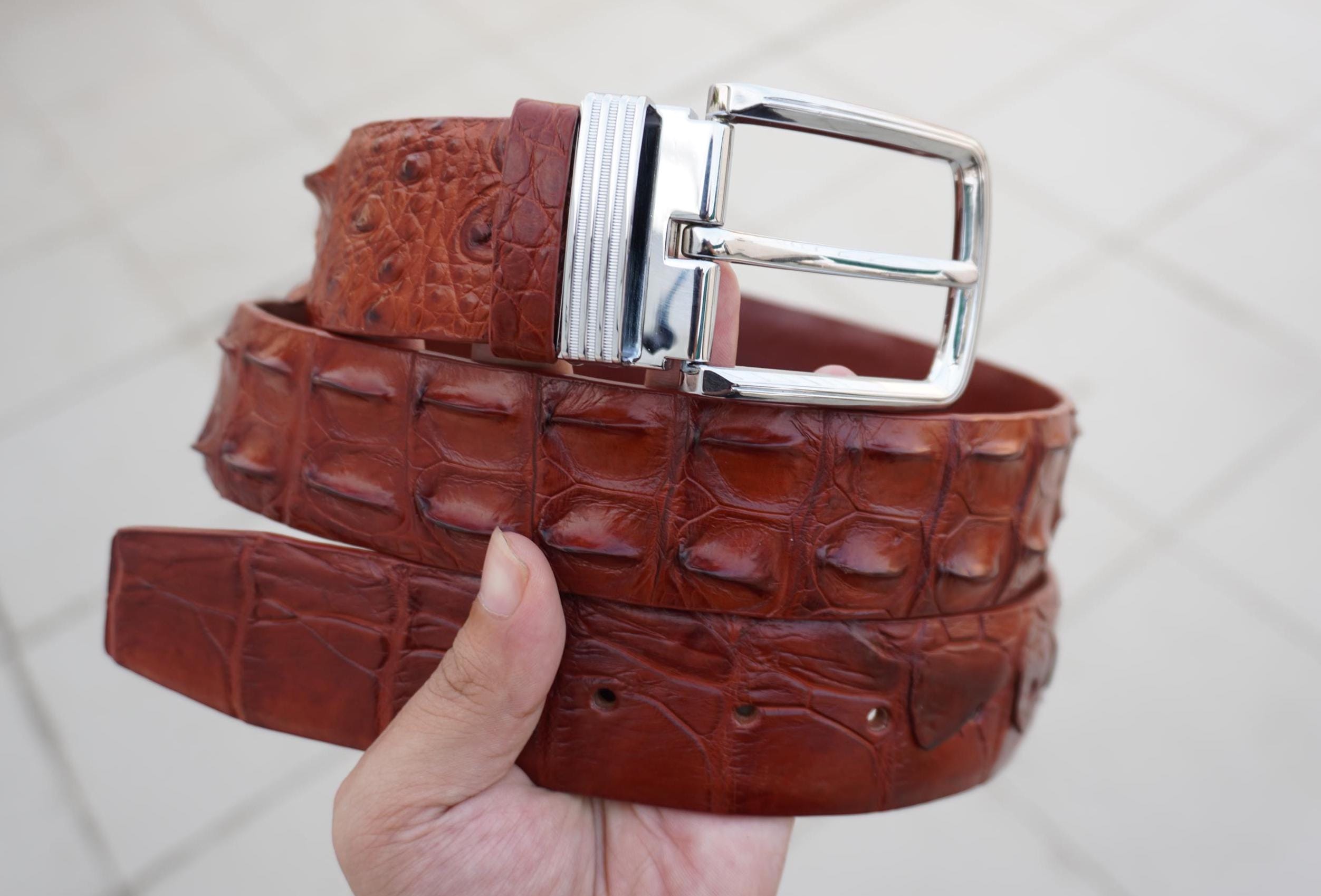 Elegant Brown Red Genuine Oil Leather Belt Men main image 3